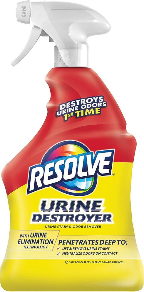 Resolve Urine Destroyer Spray Stain & Odor Remover, 32 Fl Oz, Transparent, No Flavor