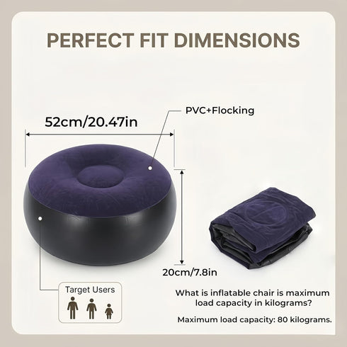 Inflatable Ottoman, Portable Outdoor Camping Chair for Adults Foldable Soft and Elastic, Watertight Round Stool