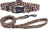 Dog Collar Leash Set, Adjustable Leopard Pattern for Puppy Dogs, Polyester Material (XS, Light Coffee Leopard)