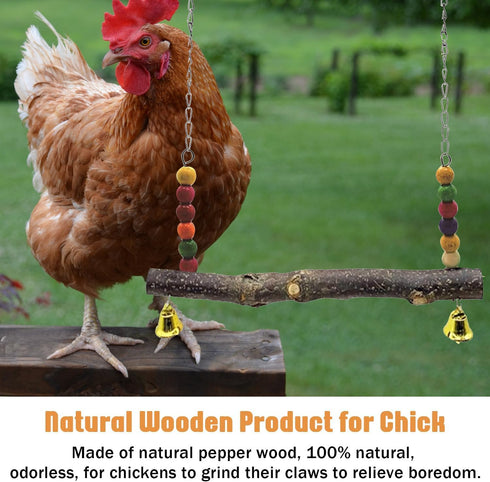 Chicken Bird Swing,Chicken Perch,Natural Wooden Swing Toys,Wood Stand for Chick,Safe and Relief of Stress,Chicken Coop