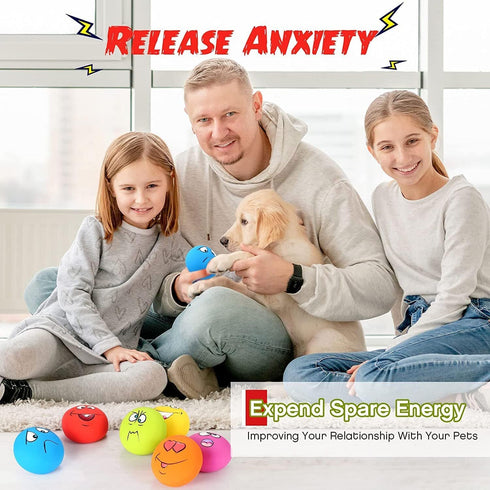Squeaky Dog Toys Latex Rubber Soft Dog Balls, 6Pcs/Set, Chewing Teething Fetching Toys for Medium Small Dogs