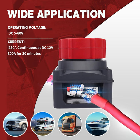 5-60V AWBLIN Upgrade Battery Disconnect Switch with Voltmeter, DC Master Isolator Cut/Shut Off Switch for Marine Boat