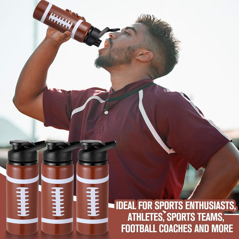 Honeydak 12 Pack Football Water Bottles, 20 oz Metal Travel Bottles with Snap Lid for Kids