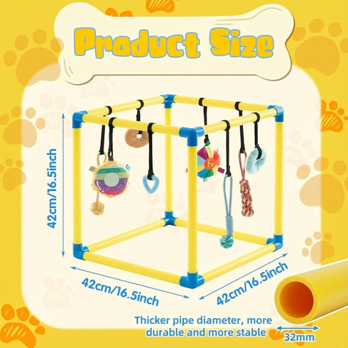 8 16.5 Inch Soulchen Puppy Play Gym with Hanging Toys, Small Dogs Enrichment Interactive Toys Pets Indoor Jungle Gym
