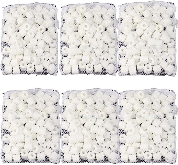 CNZ 1lb Bio Ceramic Rings Media for Aquarium Fish Pond Canister Filter, 6-pack
