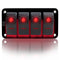 FXC Rocker Switch Aluminum Panel, 4 Gang Toggle Switches Dash, 5 Pin ON/OFF, 2 LED Backlit for Boat Car Marine Red