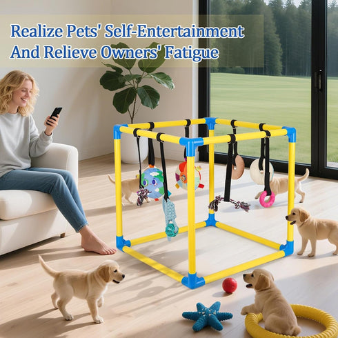 8 19.5"x19.5"x19.5" Liitrton Puppy Play Gym - Small Dogs Play Gym with Hanging Toys, Indoor Puppy Jungle Gym