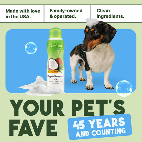 20oz TropiClean Gentle Puppy Shampoo, Dog Shampoo for Allergies & Sensitive Skin, Made in USA, Gentle Coconut Scent