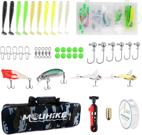 mouhike Telescopic Fishing Rod Reel Combo, Collapsible Fishing Pole Kit with Tackle Bag