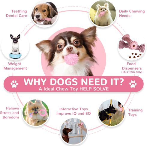 6 Pack Dog Toys for Small Dogs, Pink Soft Rubber Puppy Toys for Teething, Funny Slippers Ball Donut Interactive Set