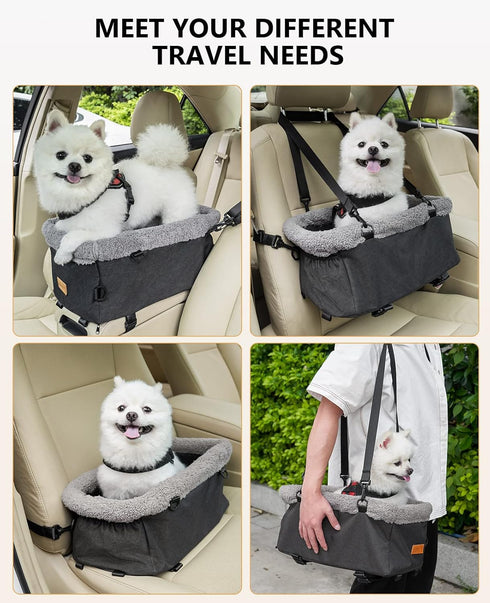 9lbs BurgeonNest Center Console Dog Car Seat for Small Dogs up to - Sturdy Metal Frame Anti-Collapse Pet Booster Seat