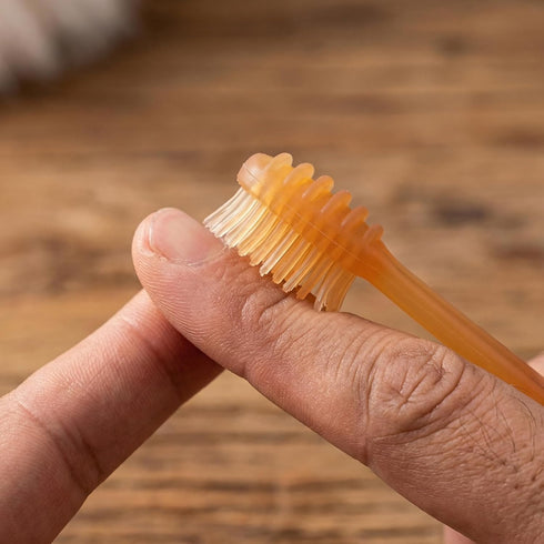 Set TOYANDONA Pet Toothbrush Soft Silicone Dual-Headed Toothbrush for Cats and Small Dogs Puppy Tooth Brushing Kit