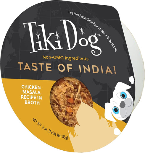 Tiki Dog Taste of The World, Dog Wet Food, Whole Foods, India! Chicken Masala, 3 oz Cup