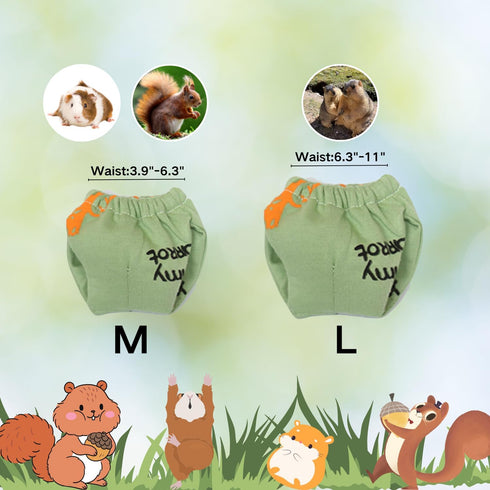 Adjustable Small Pet Diapers, Reusable Washable Squirrel Diapers Absorbent with Buckle Pants No Leak Reusable Diapers