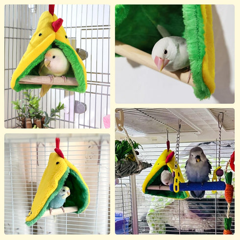 QBLEEV Winter Warm Bird Hammock Tent - Small Birds Soft Plush Sleeping Bed Hideaway Cave for Parakeets, Cockatiels,
