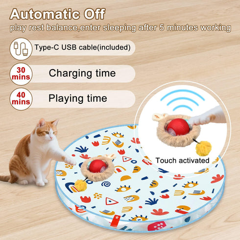 2PCS (28 Inch) Interactive Cat Toys, Hide and Seek Cat Enrichment Toys for Indoor Cats, Automatic Cat Toy Fast Rolling