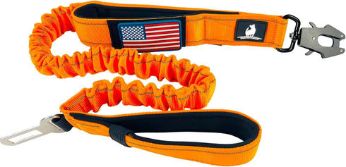 Heavy Duty Tactical Dog Leash - Bungee For Large Dogs Reflective Dual Handles Seat Belt Clip Strong Elastic Leash Ideal for Training Walking Running Outdoor Adventures Durable Pet Lead Multiple Colors