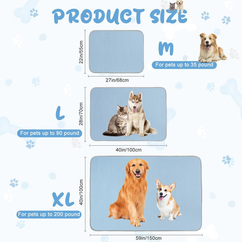Summer Dog Cooling Mat Washable Ice Silk Self Cool Pad for Small Medium Large Dogs and Cats, Indoor & Outdoor Floor,