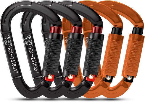 FVW Auto Locking Rock Climbing Carabiner Clips - Professional 25KN Heavy Duty Caribeaners for Rappelling, Swing, Rescue
