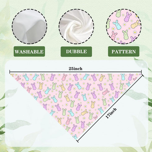 YJIKRTVT Easter Dog Bandana, Pastel Bunny Rabbit Triangle Pet Scarf for Small Medium Dogs, Spring Holiday Party
