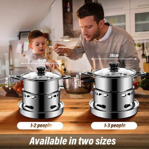 Hot Pot Alcohol Stove, Spirit Cooker with Pot, Camping Stoves Set, Easy to Carry Stainless Steel Liquid Stove