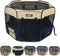 EliteField 2-Door Soft Pet Playpen, 42" x 42" x 24"H, Beige+Navy Blue, Exercise Pen for Dogs & Cats