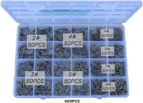 Fishing Hooks Bulk Set for Freshwater Saltwater Fish, Worm Catfish Hooks Fishing Gear Equipment Supplies
