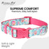Parisian Pet Dog Collar - Adjustable “Spring Blossoms” Pattern Pink Buckle Safety Collar for Small Dogs - Breathable