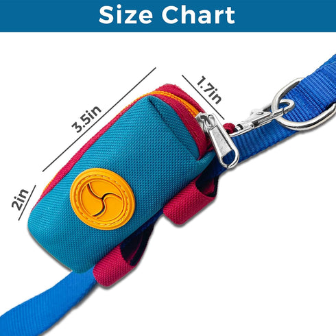 Dog Poop Bag Holder for Leash, Zippered Canvas Poop Bag Dispenser Pouch with Velcro Straps & Metal Carabiner Clip