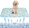 BAMY Cat Cooling Mat Summer Dog Silk Pad, Self Cooling Cushion with Duck Strawberry Pattern, Washable (Blue Duck, M