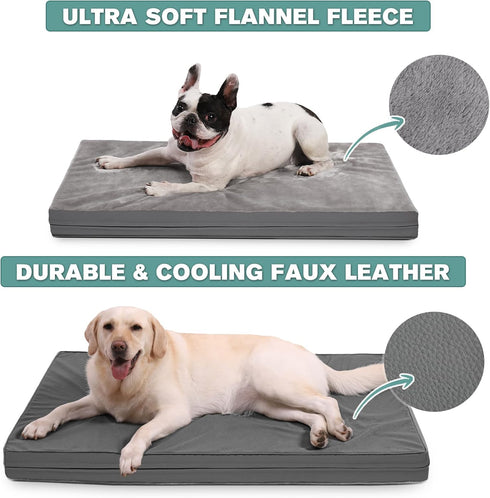 Vonabem Waterproof Dog Bed for Large Medium Dogs, Washable Orthopedic Foam Pet Bed with Removable Cover, 36 inch, Gray