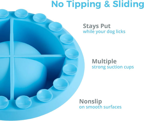 PEDAY Nonslip Dog Slow Feeder Lick Bowl with Ball, Enrichment Toy for Water, Yogurt & Jam