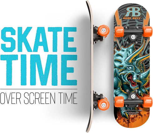 Rude Boyz 17" Micro Complete Skateboard - Maple Wood, ABEC 7 Bearings, Double Kick Concave for Kids Ages 2-5