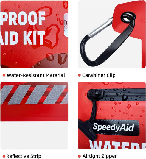 SPEEDYAID 211 IPX7 Swimming, PCS Waterproof First Aid Kit, Rated Dry Bag with Airtight Zipper, Portable Emergency
