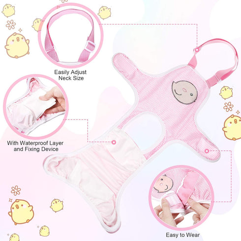 Nuanchu 3 Pcs Female Dog Diaper Sanitary Panties with Adjustable Suspender, Washable Reusable for Dogs in Heat