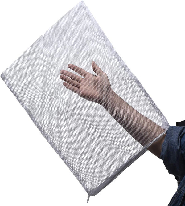 ALEGI Large Filter Media Bags, 4pcs White Net Bags with Plastic Zipper for Bio Balls and Ammonia Remover
