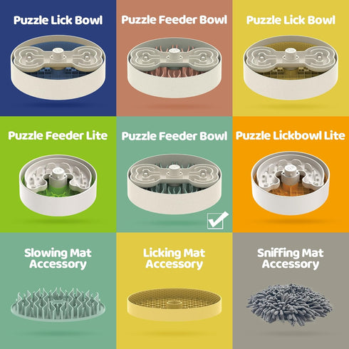 Slow Feeder Dog Bowls for Large Breeds, Detachable Design with 4 Feeding Modes, Dishwasher Safe, Green