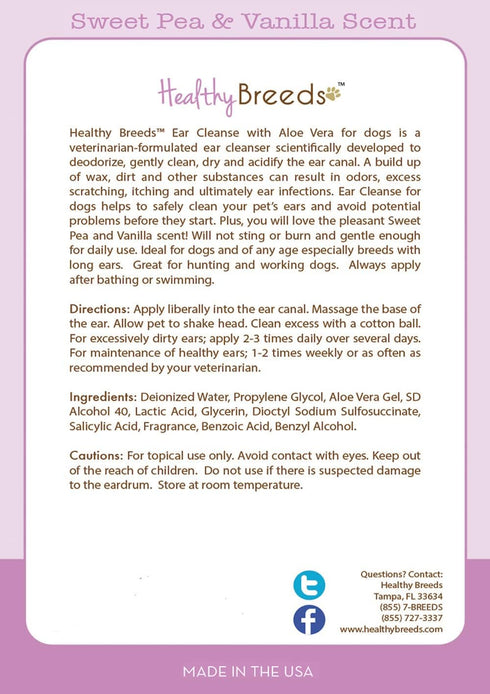 Healthy Breeds Pulik Ear Cleanse with Aloe Vera Sweet Pea and Vanilla 8 oz