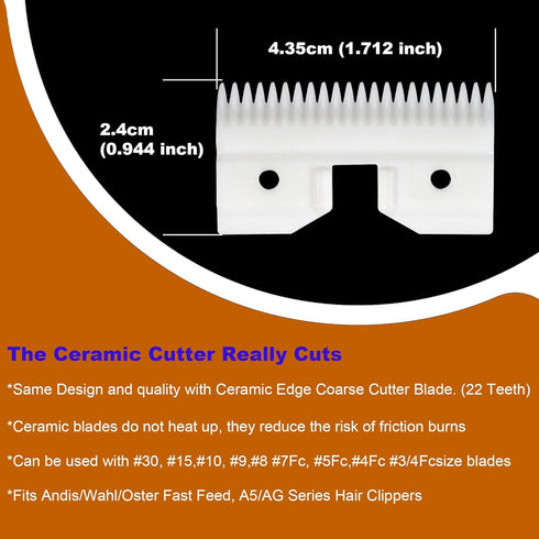 3PCS Ceramic Coarse Pet Replacement Blade Cutter for Andis 64440, Oster A5, and Wahl KM Series Clippers