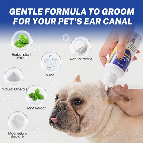 5.5" Dog Ear Hair Removal Kit with Powder & Curved Locking Forceps - Dog Ear Finger Wipes Gentle Ear Grooming Tool