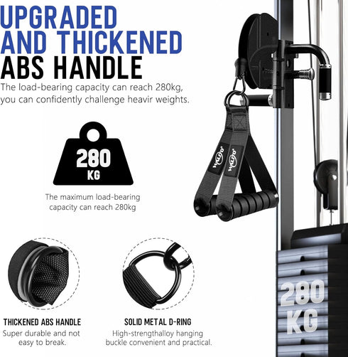 WALITO Exercise Handles - Replacement Cable Machine Attachments for Home Gym, Heavy Duty Pulley System