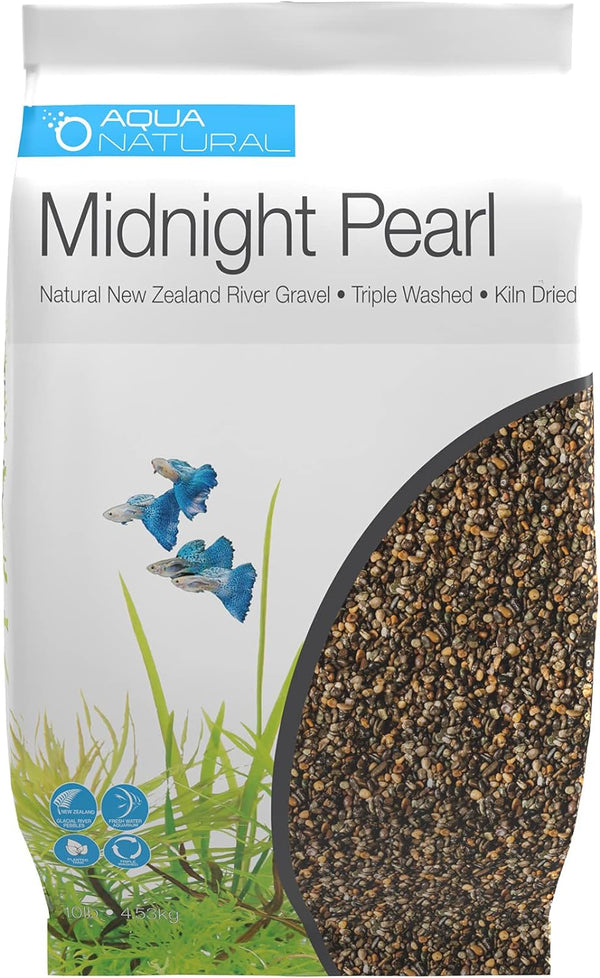 Aqua Natural Midnight Pearl 10lb Gravel Substrate for Aquascaping, Aquariums, 2-4mm, Brown, Small
