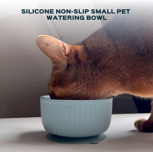 Cat Bowls with Suction Cup 13 Oz - Elevated Silicone Pet Dish with Non-Slip Bottom for Food and Water