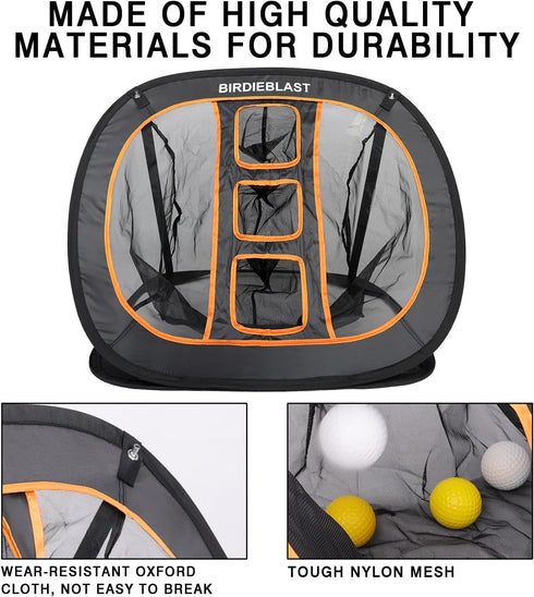 Golf Chipping Net with Tri-Turf Hitting Mat, Indoor/Outdoor Practice for Accuracy and Target Training
