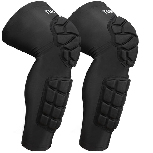 Padded Knee & Shin Guards, Compression Leg Sleeve Knee Brace for Youth Adult Football Basketball Soccer