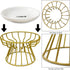 BNOSDM Elevated Cat Plate, Shallow Ceramic Dish with Gold Stand, Whisker Fatigue Flat Bowl for Indoor Small Cats and