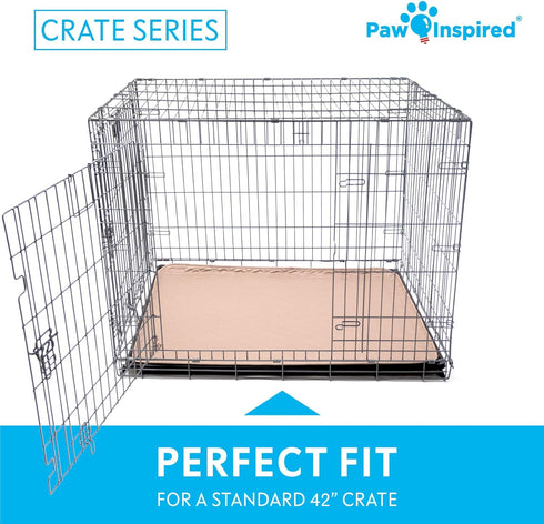 (2 Pack), 42-Inch (41x28 Inch, Pack 2) Paw Inspired Washable Crate Liners for Dogs Leakproof, Non-Slip Pee Pads