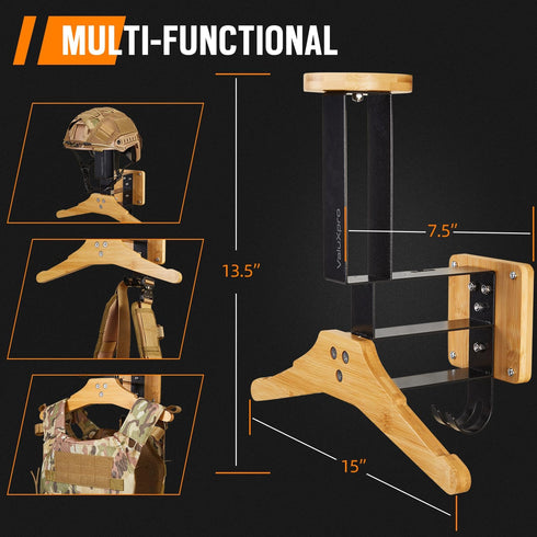 Tactical Gear Stand with Hooks - Plate Carrier Helmet Holder Wall Mount for Motorcycle Football Cycling Accessories