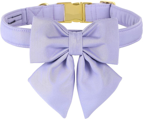Maca Bates Dog Collar with Bow Tie, Adjustable Breakaway Violet for Small to XL Dogs