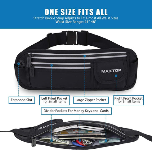 Slim Running Belt Fanny Packs for Women Men, Reflective Waist Pack Phone Holder for Fitness Workout, Water Resistant